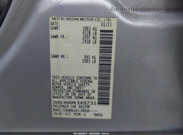 1N4BL4DV6PN349731 2023 NISSAN ALTIMA Silver Engine compartment view