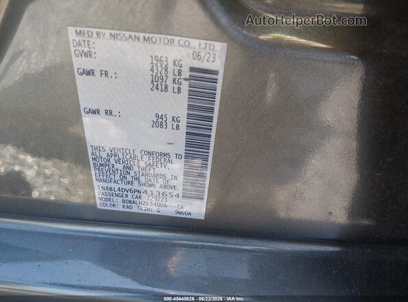 1N4BL4DV6PN413654 2023 NISSAN ALTIMA Gray Շարժիչի բաժամունքի տեսք