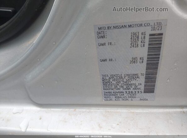 1N4BL4DV6RN336335 2024 NISSAN ALTIMA Silver Вид підкапотного простору