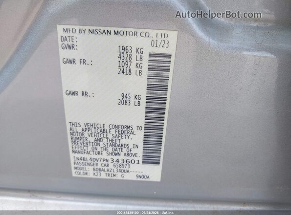 1N4BL4DV7PN343601 2023 NISSAN ALTIMA Gray Engine compartment view