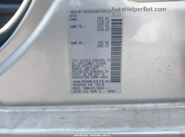 1N4BL4DV8RN347630 2024 NISSAN ALTIMA Серый Вид подкапотного пространства