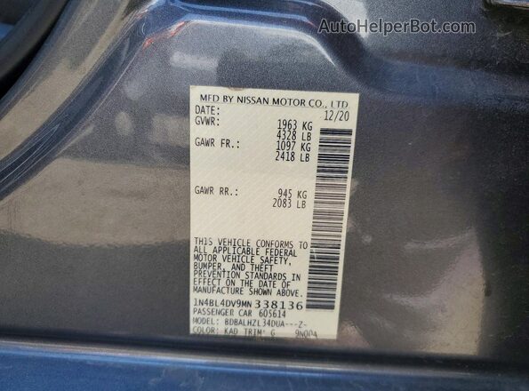 1N4BL4DV9MN338136 2021 NISSAN ALTIMA Gray Vista del compartimento del motor