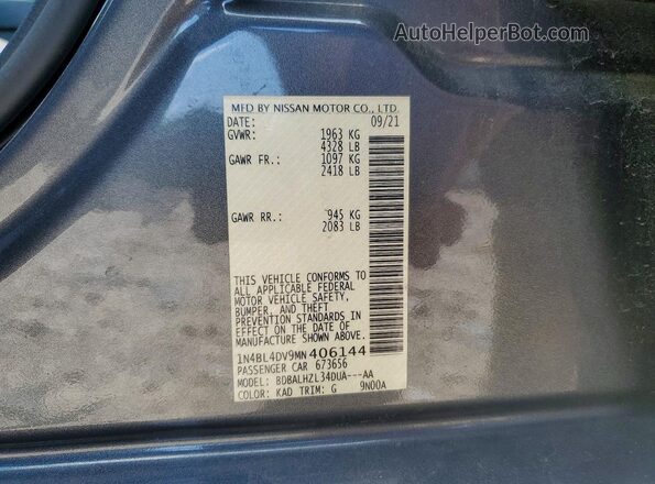 1N4BL4DV9MN406144 2021 NISSAN ALTIMA Gray ძრავის განყოფილების ხედი