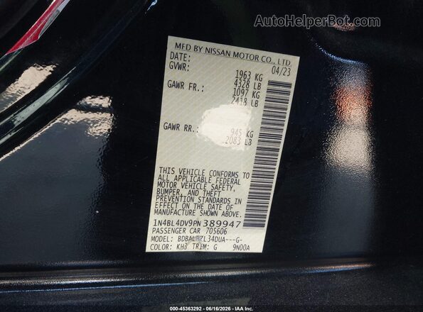 1N4BL4DV9PN389947 2023 NISSAN ALTIMA Black Engine compartment view