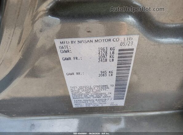 1N4BL4DV9PN400977 2023 NISSAN ALTIMA Gray Շարժիչի բաժամունքի տեսք
