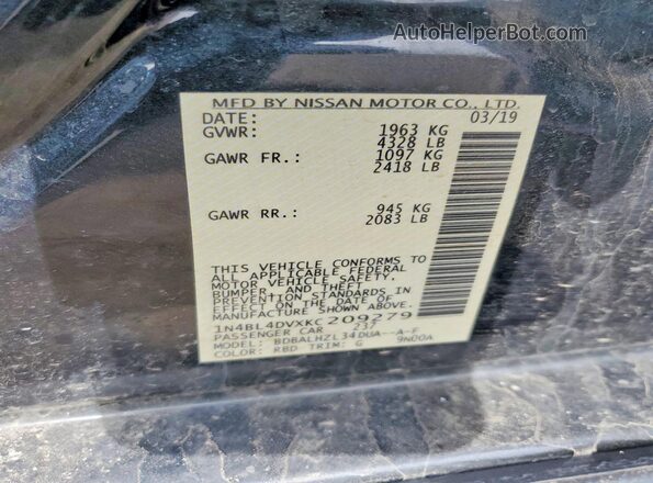 1N4BL4DVXKC209279 2019 NISSAN ALTIMA Black 