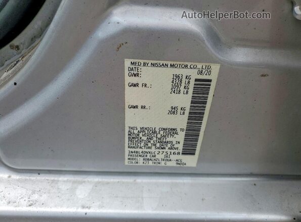 1N4BL4DVXLC275168 2020 NISSAN ALTIMA Silver Вид підкапотного простору
