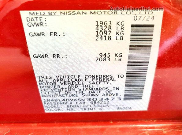 1N4BL4DVXSN303473 2025 NISSAN ALTIMA Red 