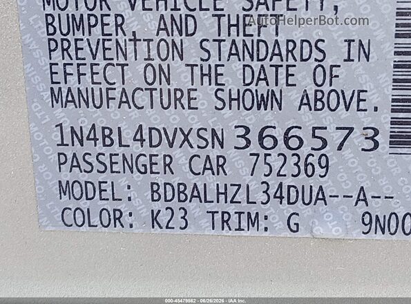 1N4BL4DVXSN366573 2025 NISSAN ALTIMA Silver Вид підкапотного простору