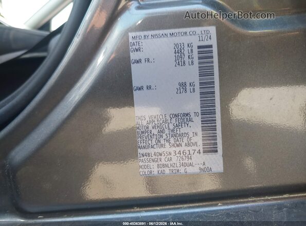 1N4BL4DW5SN346174 2025 NISSAN ALTIMA Gray Widok komory silnika