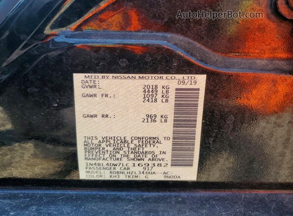 1N4BL4DW7LC169382 2020 NISSAN ALTIMA Black Вид наклейки з VIN-кодом