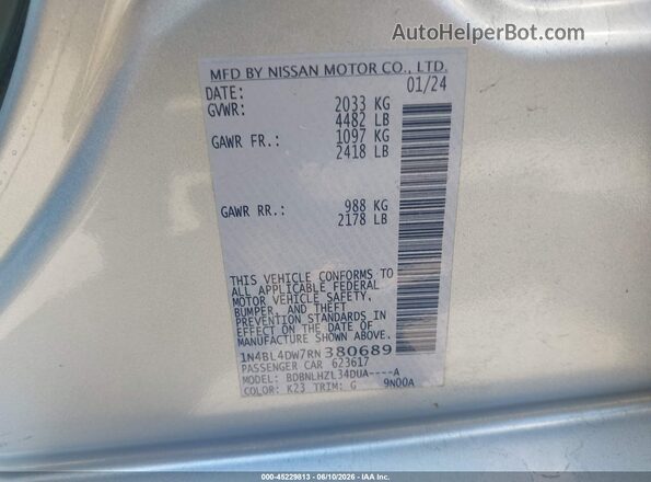 1N4BL4DW7RN380689 2024 NISSAN ALTIMA Silver Շարժիչի բաժամունքի տեսք