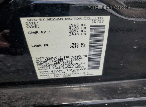 1N4BL4EV2KC122667 2019 NISSAN ALTIMA Black Вид підкапотного простору