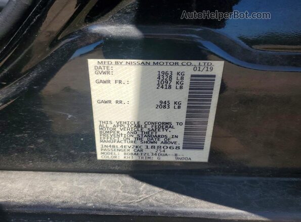 1N4BL4EV2KC188068 2019 NISSAN ALTIMA Black Engine compartment view