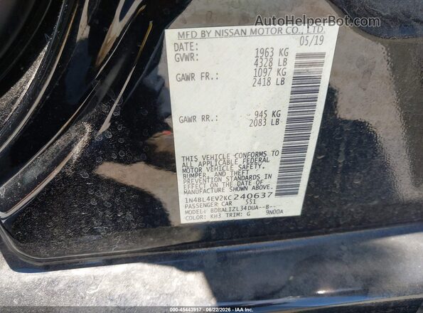 1N4BL4EV2KC240637 2019 NISSAN ALTIMA Black Вид підкапотного простору