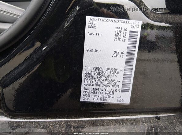 1N4BL4EV6SN313299 2025 NISSAN ALTIMA Black Engine compartment view