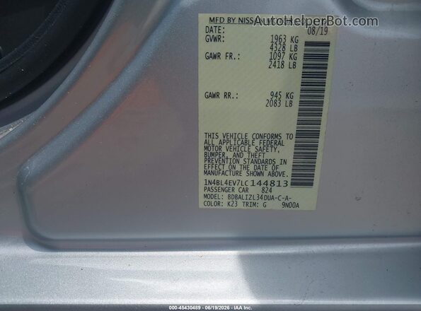 1N4BL4EV7LC144813 2020 NISSAN ALTIMA Silver ძრავის განყოფილების ხედი