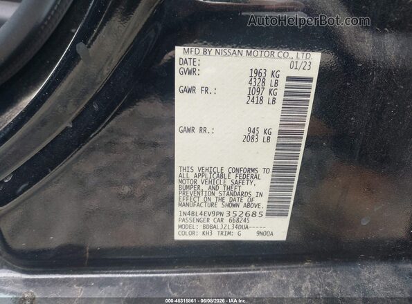 1N4BL4EV9PN352685 2023 NISSAN ALTIMA Black Vista del compartimento del motor