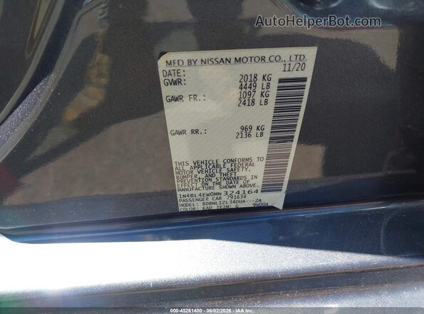1N4BL4EW0MN324164 2021 NISSAN ALTIMA Gray ძრავის განყოფილების ხედი