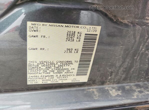 1N4BL4EW6MN338005 2021 NISSAN ALTIMA Silver Vista del compartimento del motor