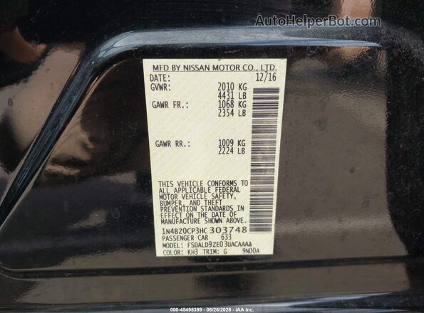 1N4BZ0CP3HC303748 2017 NISSAN LEAF Black Շարժիչի բաժամունքի տեսք