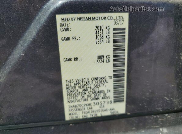 1N4BZ0CPXHC305738 2017 NISSAN LEAF Gray 