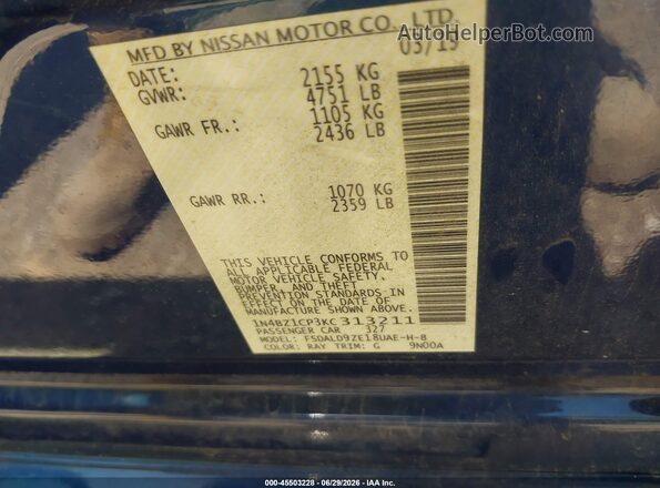 1N4BZ1CP3KC313211 2019 NISSAN LEAF Blue Вид підкапотного простору