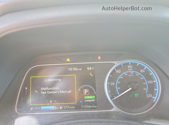 1N4BZ1CP9KC321538 2019 NISSAN LEAF White Instrument cluster view
