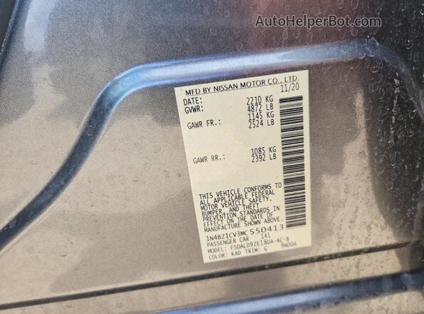 1N4BZ1CV3MC550413 2021 NISSAN LEAF Gray 