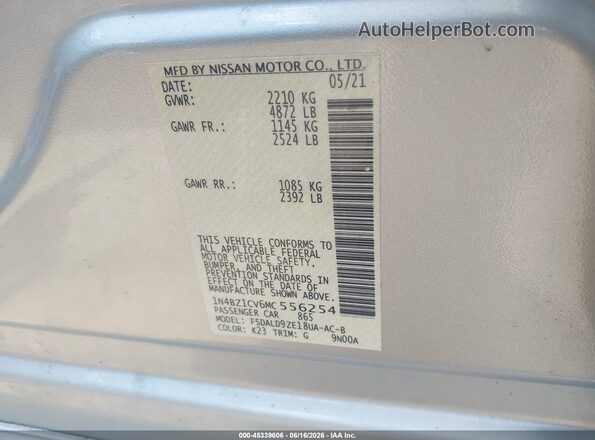 1N4BZ1CV6MC556254 2021 NISSAN LEAF Gray ძრავის განყოფილების ხედი