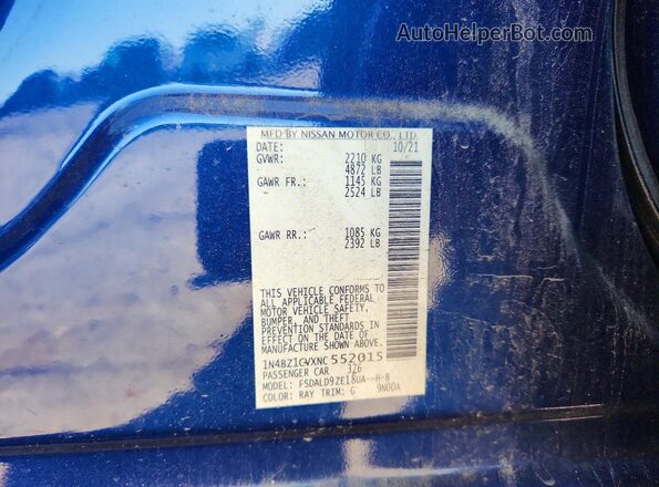 1N4BZ1CVXNC552015 2022 NISSAN LEAF Blue 