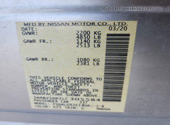 1N4BZ1DP2LC305584 2020 NISSAN LEAF Серебряный 