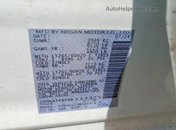 1N6AA1FBXRN118375 2024 NISSAN TITAN White Շարժիչի բաժամունքի տեսք