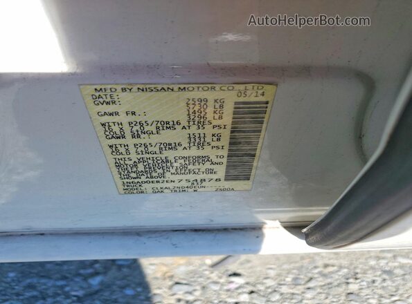 1N6AD0ER2EN754878 2014 NISSAN FRONTIER White Engine compartment view