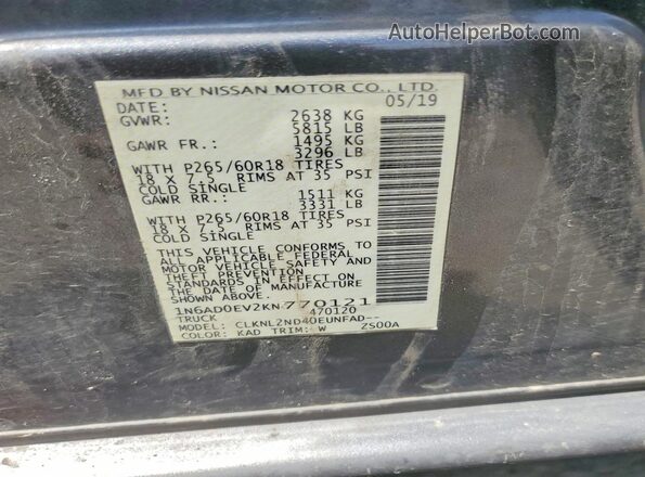 1N6AD0EV2KN770121 2019 NISSAN FRONTIER Gray 