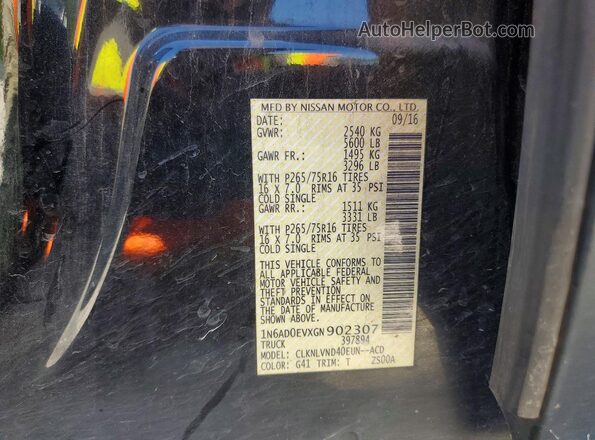 1N6AD0EVXGN902307 2016 NISSAN FRONTIER Black Вид наклейки з VIN-кодом