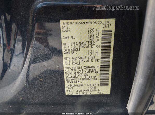 1N6AD0FR2HN743379 2017 NISSAN FRONTIER Blue Շարժիչի բաժամունքի տեսք