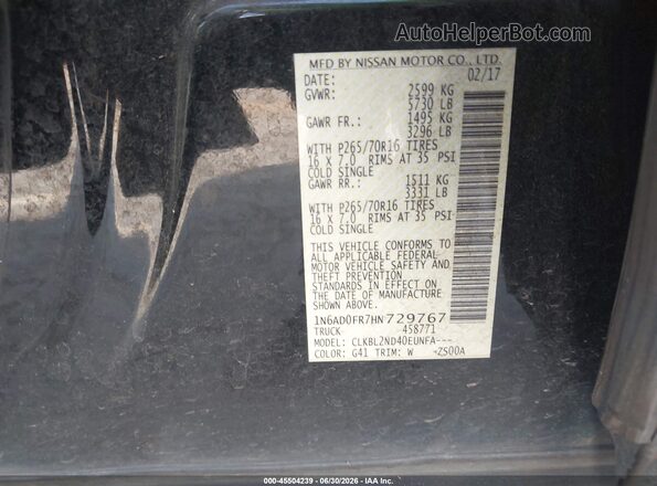 1N6AD0FR7HN729767 2017 NISSAN FRONTIER Black Vista del compartimento del motor