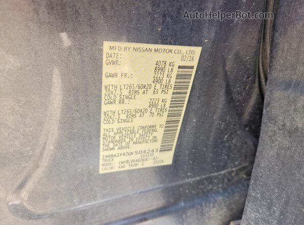 1N6BA1F42GN504243 2016 NISSAN TITAN Gray Engine compartment view
