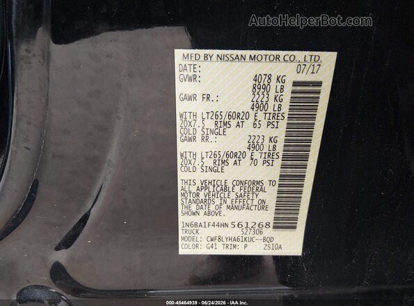 1N6BA1F44HN561268 2017 NISSAN TITAN XD Black Engine compartment view