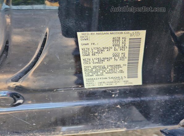 1N6BA1F45HN560615 2017 NISSAN TITAN Black VIN կոդի պիտակի տեսք