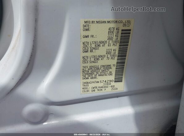 1N6BA1F47HN574290 2017 NISSAN TITAN XD White Вид підкапотного простору
