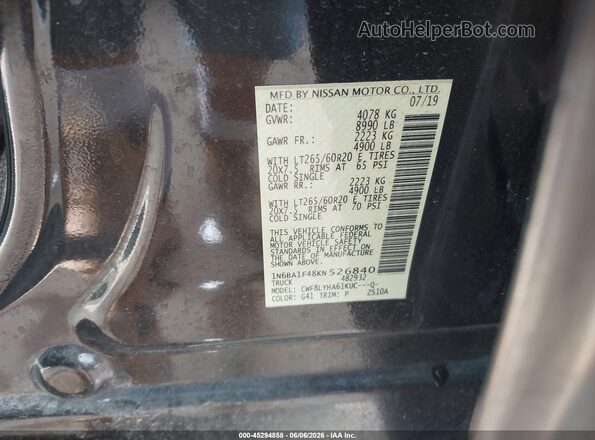 1N6BA1F48KN526840 2019 NISSAN TITAN XD Black Շարժիչի բաժամունքի տեսք