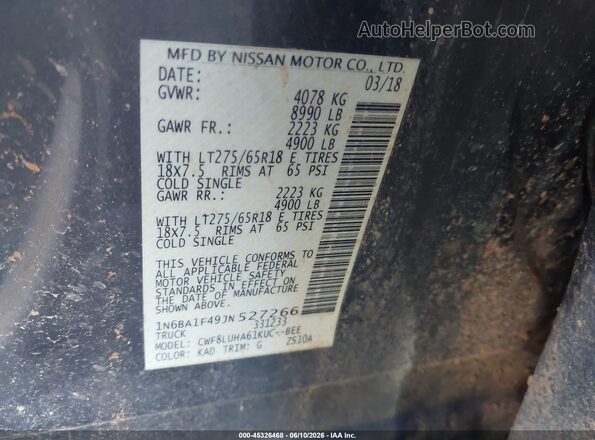 1N6BA1F49JN527266 2018 NISSAN TITAN XD Gray Engine compartment view