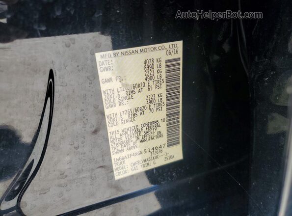 1N6BA1F4XGN514647 2016 NISSAN TITAN Black Engine compartment view
