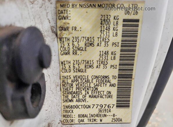 1N6BD0CT0GN779767 2016 NISSAN FRONTIER White 