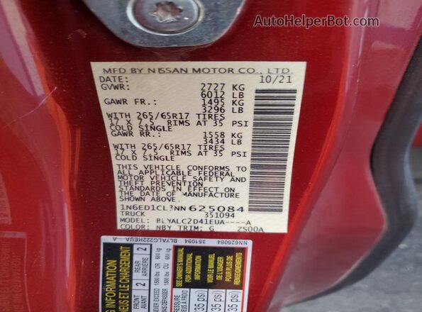 1N6ED1CL3NN625084 2022 NISSAN FRONTIER Red 