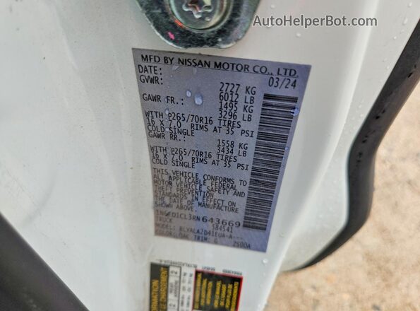 1N6ED1CL3RN643669 2024 NISSAN FRONTIER White 