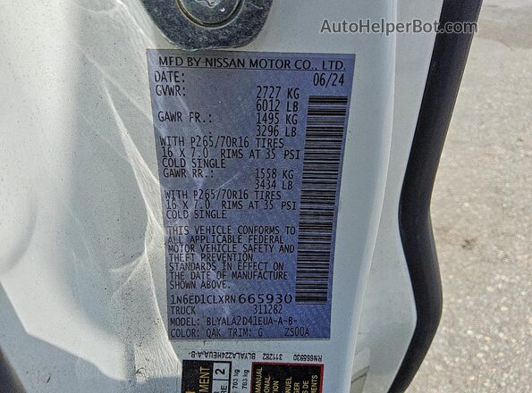 1N6ED1CLXRN665930 2024 NISSAN FRONTIER White 