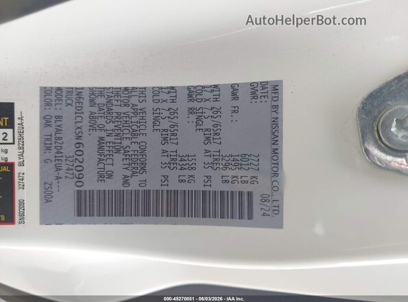 1N6ED1CLXSN602090 2025 NISSAN FRONTIER White Вид підкапотного простору